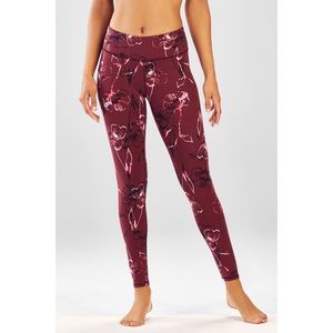 Fabletics Mid-Rise Red Floral 7/8 Leggings NWOT
